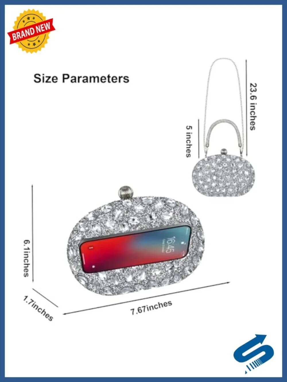 Sparkling Rhinestone Evening Bag Clutch Crossbody Purse